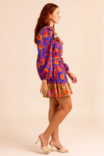 Outlet Alden Adair Sutton Dress In Cobalt Tea Garden