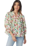Hot Crosby By Mollie Burch Rosie Top Woodcut Floral