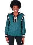 Fashion Emily McCarthy Poppy Pullover Sweater - Metallic Green