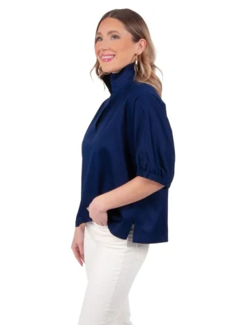 Clearance Emily McCarthy Poppy Top Navy Cotton Poplin