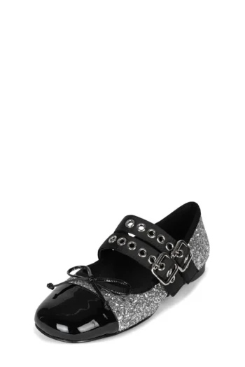 New Jeffrey Campbell Balletic Silver Glitter Black