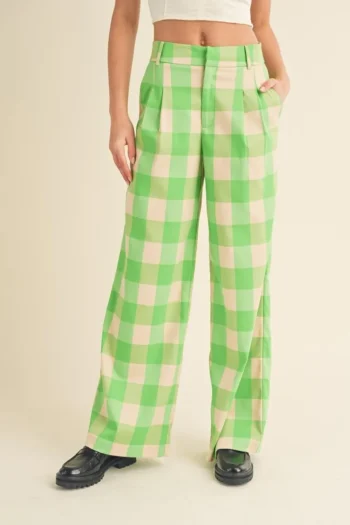 Clearance &Merci &Merci Green Apple Plaid Trouser
