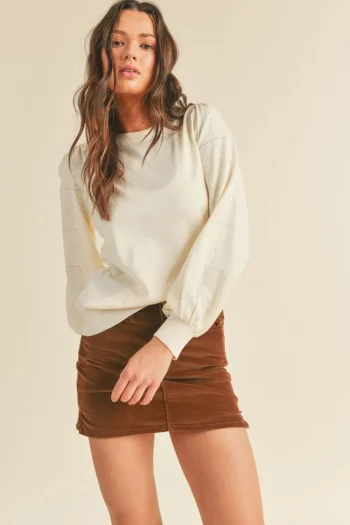 Clearance &Merci &Merci Pointelle Puff Sleeve Sweater