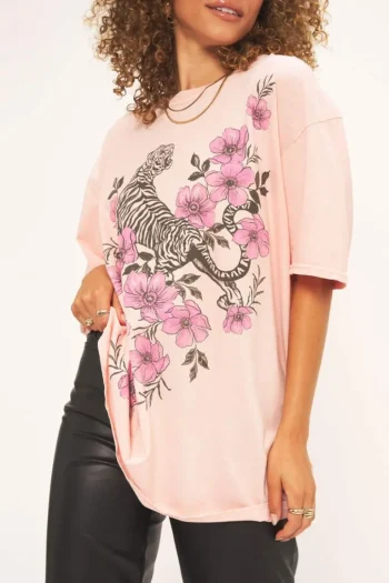 Hot Project Social T Tiger Fleur Oversized Tee