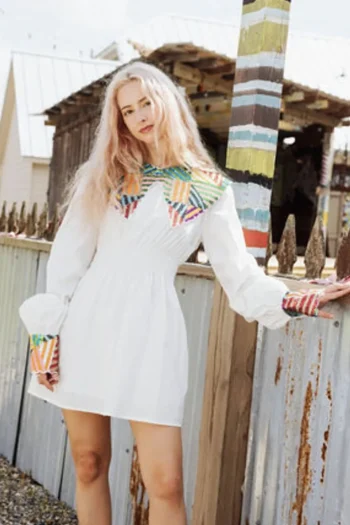 Online Queen Of Sparkles Abstract Sequin Collar Cotton Dress