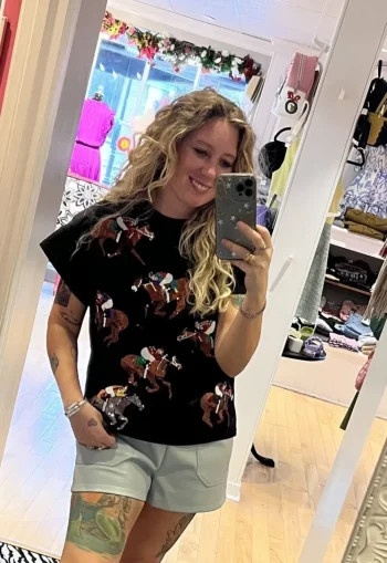 Discount Queen Of Sparkles Black Scattered Horse & Jockey