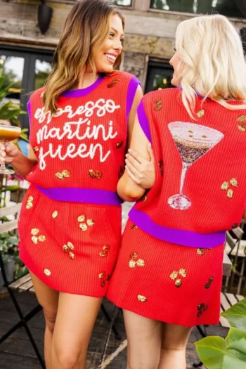 Fashion Queen Of Sparkles Espresso Martini Queen Sweater Vest