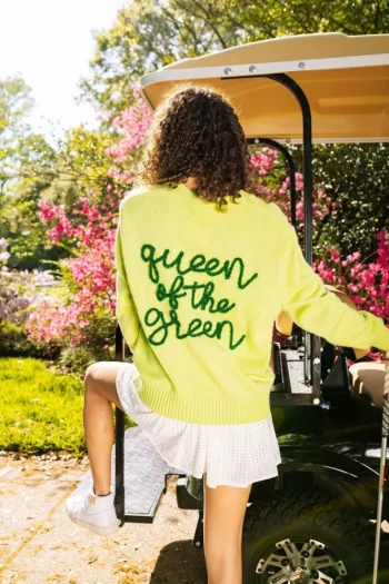 New Queen Of Sparkles Queen Of The Green Golf Cardigan