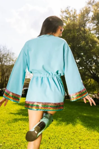 Best Queen Of Sparkles Teal Rainbow Sequin Stripe Dress