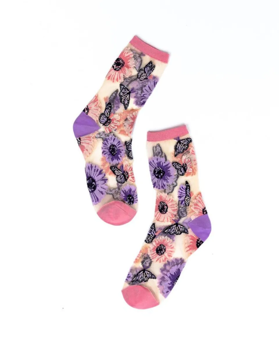 sock-candy-sunflower-butterfly-lYkSIKkY-2.webp Clearance Sock Candy Sunflower Butterfly Sheer Crew Sock