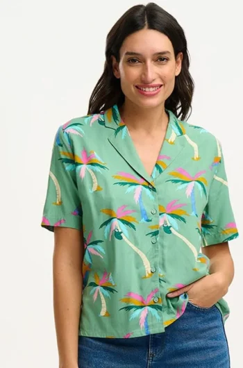 Clearance Sugarhill Brighton Santana Shirt - Green, Rainbow Palms